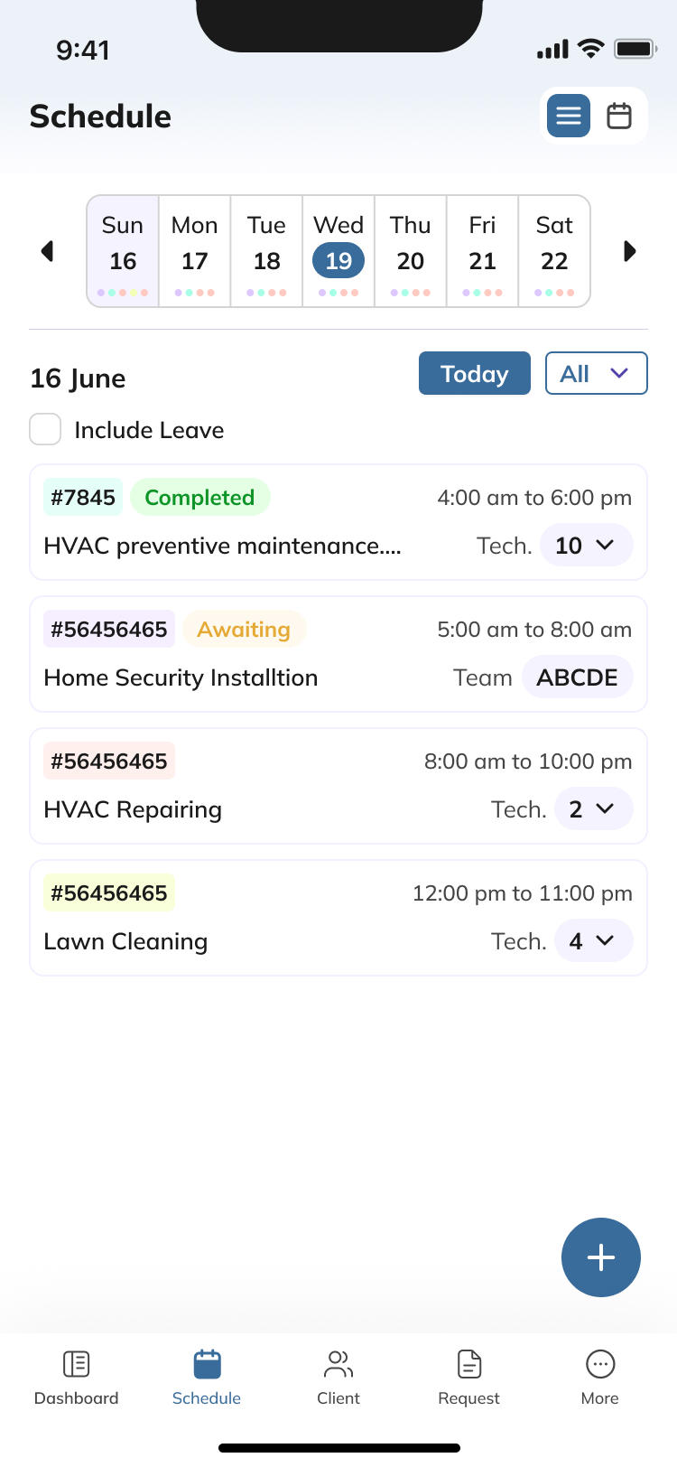 Janitorly janitorial scheduling software Mobile Schedule