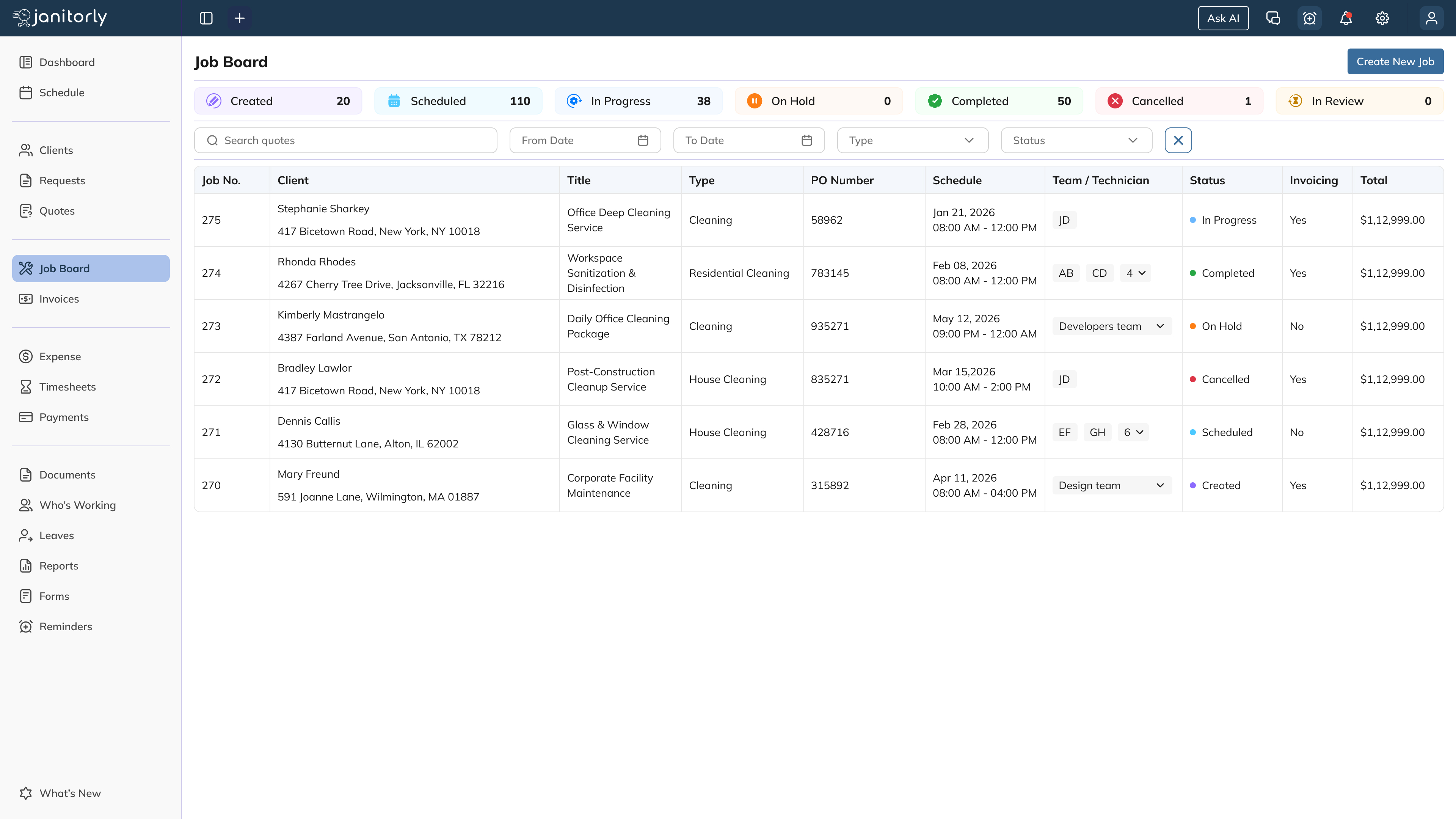 Janitorly janitorial scheduling software Job Listing